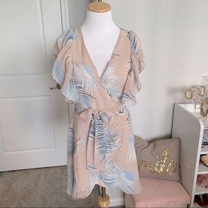 Vici Ruffle Palm Print Dress